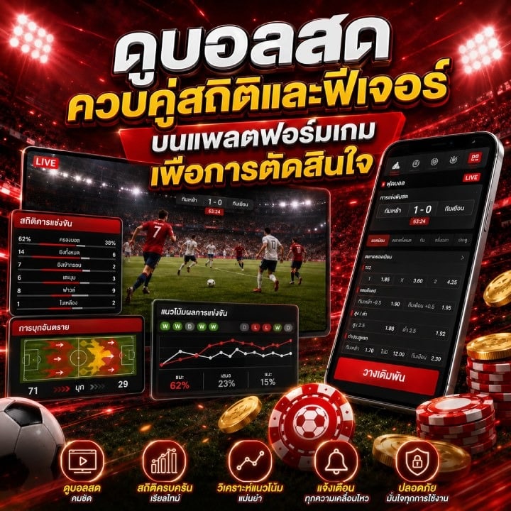 ดูบอลสดควบคู่สถิติและฟีเจอร์บนแพลตฟอร์ม